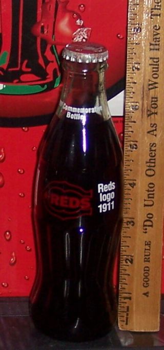 1995 Cincinnati Reds Reds Logo 1911 8 Ounce Glass Coca - Cola Bottle