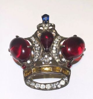 Vintage Nordic Sterling Jelly Belly Crown Pin Brooch