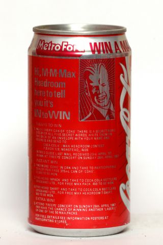 1987 Coca Cola Can From Australia,  M - M - Max Headroom (2)