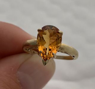 9ct Gold Large Pear Drop Citrine Ring,  9k 375