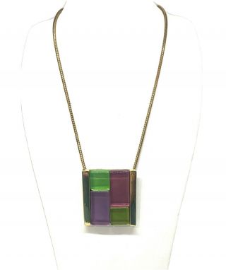 Vintage 1980s Lanvin Style Multi Color Pendant Necklace