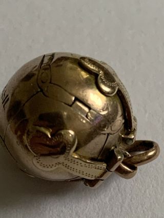 Fine Antique 9ct Gold & Silver Hinged Masonic Orb Ball