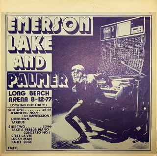 Emerson,  Lake & Palmer Looking Out For 1 Vinyl Long Beach Arena 8 - 12 - ‘77 Ex