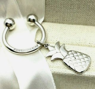 Tiffany & Co.  925 Sterling Silver Horse Shoe Pineapple Charm Key Ring Key Chain