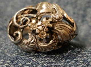 Antique 10k Solid Gold Ring With Diamond Buried Treasure