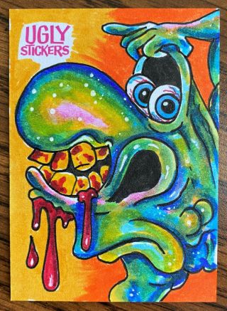 2020 Topps On - Demand 12 Ugly Stickers Artist Sketch Card 1/1 By Chad Scheres