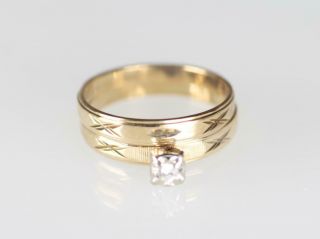Vintage/antique 10k Gold Diamond Engagement Wedding Ring Set Size 6 7026