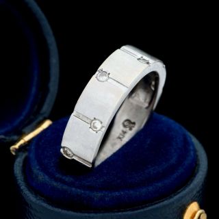 Antique Vintage Deco Mid Century 14k White Gold Diamond Engagement Ring Sz 7.  5