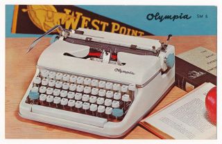 Olympia Sm 5 Portable Typewriter - Dealer Advertising Postcard