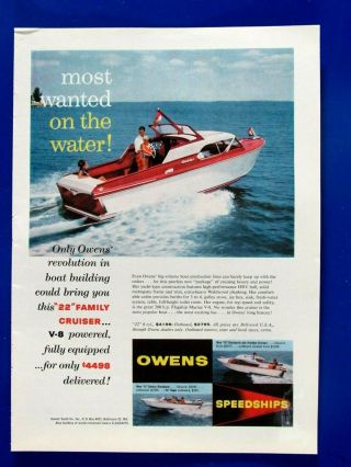 1959 Owens Print Ad 8.  5 X 11 "