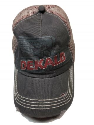 Dekalb Gray Seed Corn Cap Hat Ballcap Distressed