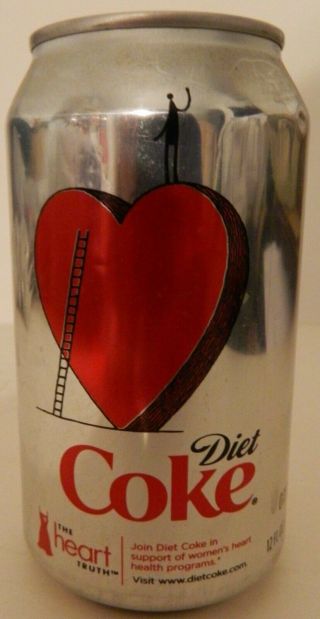2010 12 Oz.  Diet Coke Can (the Heart Truth) Empty Bottom Opened