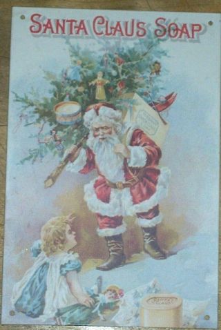 Santa Claus Soap Fairbank Co.  Best For The Laundry Advertising Metal Tin Sign