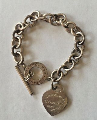 Tiffany & Co. ,  925 Sterling Silver Heart Toggle 7 " Bracelet