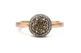 Vintage Kallati Cocoa White Diamond Cluster Ring 14k Rose Gold Size 7 Designer