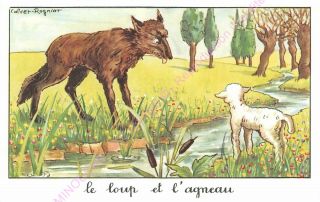 Chromo Fables De La Fontaine Le Loup Et L Agneau