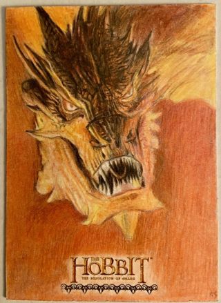 The Hobbit The Desolation Of Smaug Sketch Card By Richard Salvucci Dragon Smaug