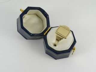 Gents Ladies Solid 9ct Gold Art Deco Style Signet Ring 3gr Sz N Hm 1963 9u
