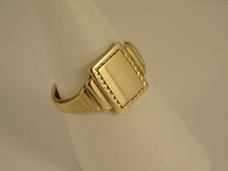 Gents Ladies Solid 9ct Gold Art Deco Style SIGNET RING 3gr Sz N Hm 1963 9u 2
