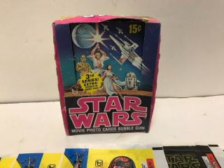1977 Topps Star Wars Series 3 Wax box,  10 wax pack wrappers R2D2 2