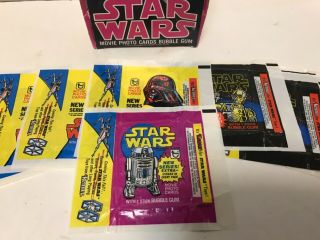 1977 Topps Star Wars Series 3 Wax box,  10 wax pack wrappers R2D2 3