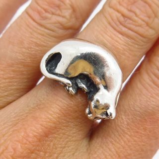 James Yesberger Vintage Sterling Silver Sleeping Cat Handcrafted Modernist Ring