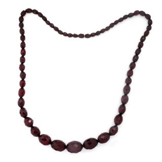 Antique Vintage Art Deco Red Cherry Amber Bakelite Faceted Bead Necklace 45.  5g 2