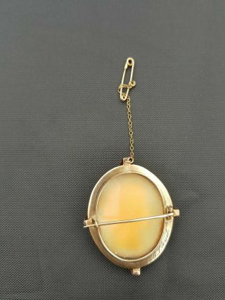 Antique 9ct Gold Cameo Brooch With Carved Shell of Classical Female in Gift Box 3