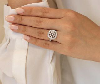 Art Deco 1.  5 Ct Round Cut Diamond Engagement Wedding Ring In 14k White Gold Fn