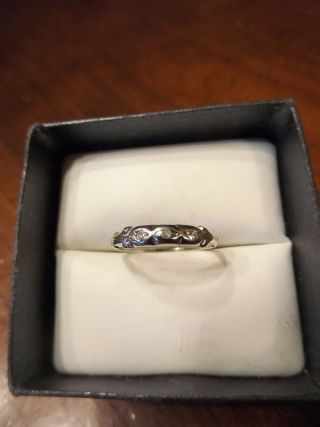 Vintage 14k White Gold Art Deco Diamond Anniversary Wedding Band Ring (b88)