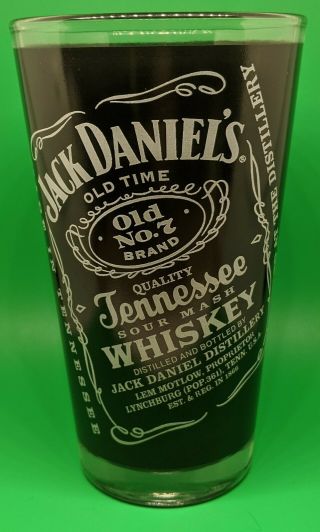 Jack Daniels Sour Mash Old No 7 Whiskey Pint Glass Tennessee