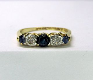 Edwardian 18ct Gold & Platinum Sapphire & Diamond Ring Size K.  A3
