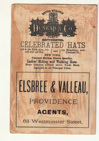 Dunlap & Co Hats Clowns Spanking Elsbree & Valleau Providence RI Vict Card 1880s 2