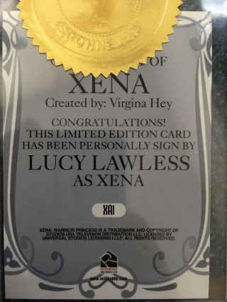 Xena Warrior Princess XA1 Lucy Lawless as Xena autograph auto 2