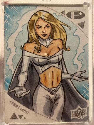 2019 Ud Marvel Premier Emma Frost Sketch Card By Can Baran Auto 1/1