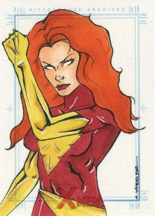 2009 Marvel X - Men Archives Sketch Card Phoenix Jean Grey By Anthony Wheeler