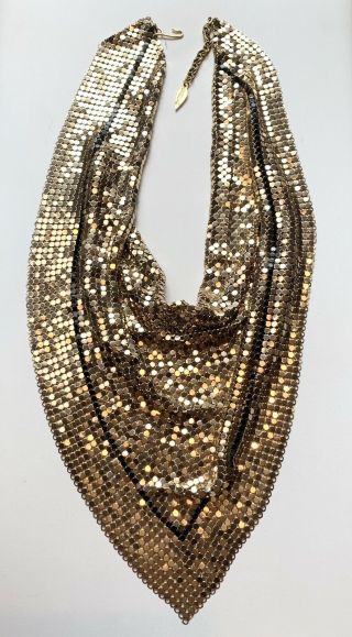Gold and Black Whiting & Davis Necklace.  Handkerchief,  Bib.  Mesh,  Chainmail 3