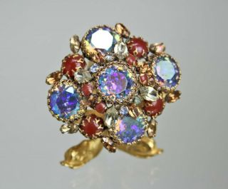 Gorgeous Schreiner Iridescent Brooch / Pendant Estate Costume Jewelry