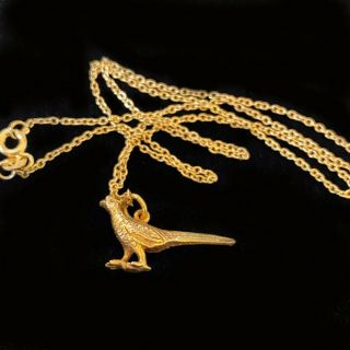 Vintage 9ct,  9k,  375 Yellow Gold,  Pheasant Bird,  Pendant Charm