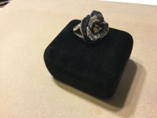 James Avery Sterling Silver Flower Ring With Yellow Citrine Center Size 5 1/2