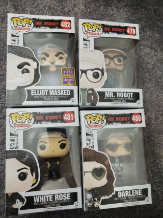 Funko Pop Mr Robot Set Of 4 Incl 2017 Boxlunch Convention White Rose Darlene