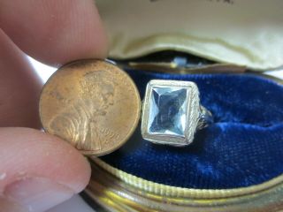Vintage 14KT White Gold Filigree Baby Blue Gemstone Ring (Size 5.  25) 2