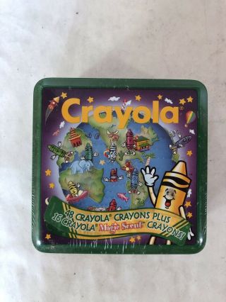 Vintage Crayola Collectors Colors Tin With Crayons 1995