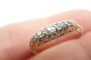 Vintage Edwardian 18ct Gold Old Cut Diamonds & Platinum Gorgeous Ring Size R 2