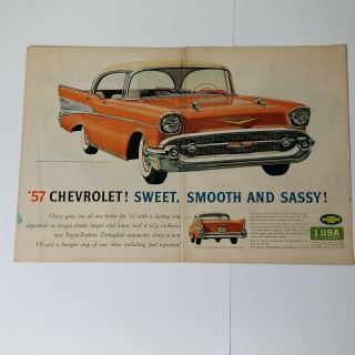 Chevrolet Bel - Air Sport Sedan 2 - Page Print Ad - 1957 - 1958 Model