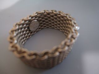 Tiffany & Co.  Authentic Somerset Sterling Silver 10mm Wide Mesh Ring Size 7.  5 3