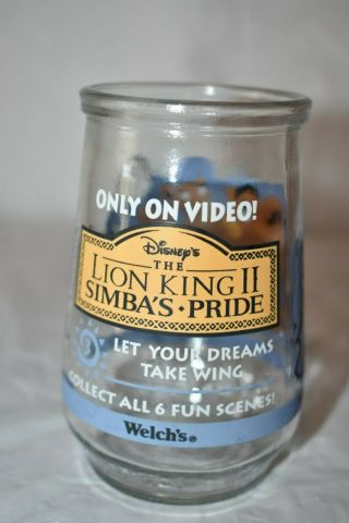 Disney The Lion King 2: Simba’s Pride Empty Collectible Welch’s Glass Jelly Jar