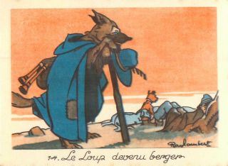 Fable Jean De La Fontaine Le Loup Devenu Berger Raylambert Image Card Chromo