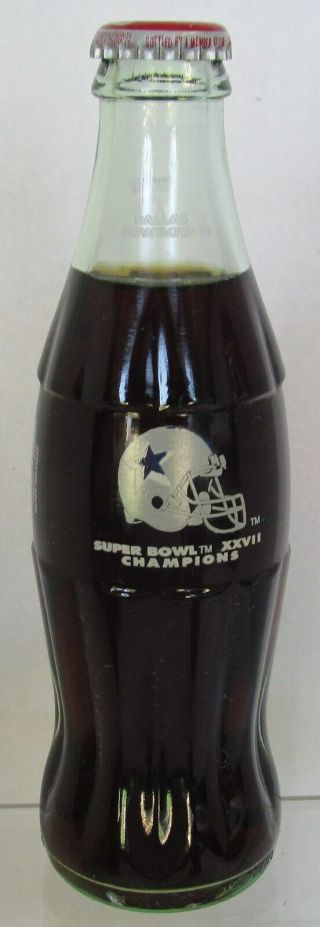 Coca - Cola Dallas Cowboys Bowl 27 Champions Coke Bottle