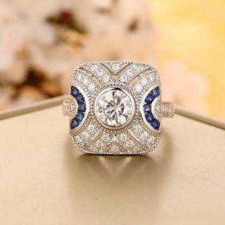 Art Deco 2.  5 Ct Round Cut Diamond Engagement Wedding Ring In 14k White Gold Fn